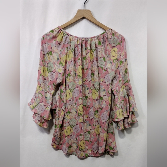 Ralph Lauren Floral Poet Blouse Women's M Pink Cottagecore Peasant Retro 90s Y2K - Picture 5 of 8